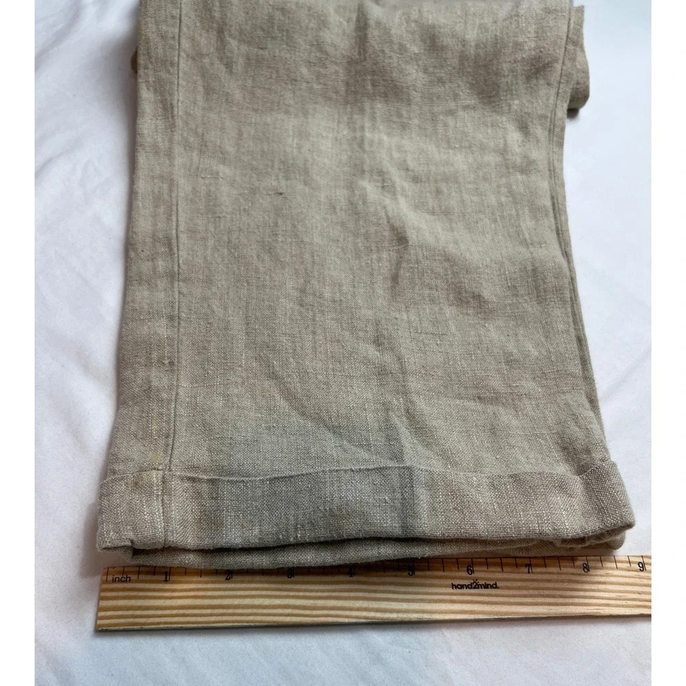 Gap Linen Easy Fit Pants Mens 34x32 Pleated Full Leg Cuffed 112203-01-1 Tan G18